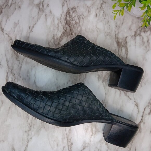 FRANCO SARTO Women's Black Leather Western Cowgirl Clogs Mules Slip On Size 8M - Picture 4 of 10